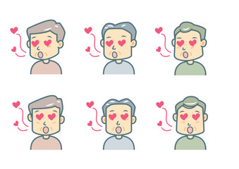 恋をする男性のイラストセット