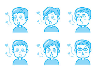 恋をする男性のイラストセット