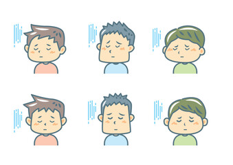 落ち込む男の子のイラストセット