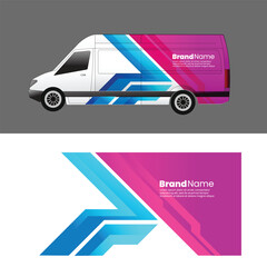 cargo van car body sticker design vector. freight forwarding company cargo van © rina