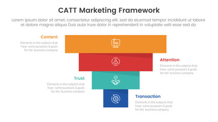 catt marketing framework infographic 4 point stage template with pyramid shape reverse inverted for slide presentation