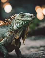 Fototapeta premium Close up of iguana lizard animal 