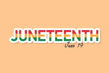 Juneteenth inscription with a date, June 19, vector card