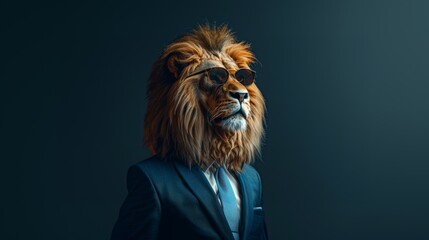 Naklejka premium A lion in suit and tie