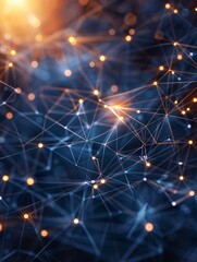 Fototapeta premium Corporate networking illustration with interconnecting dots and modern technology elements.