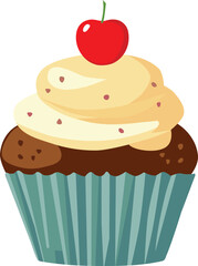 Delicious Sweet Cupcakes with Cherry on top. ZIP file contains EPS, JPEG and PNG formats.