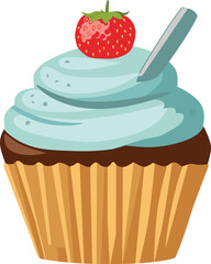 Delicious Sweet Cupcakes with strawberry on top. ZIP file contains EPS, JPEG and PNG formats.
