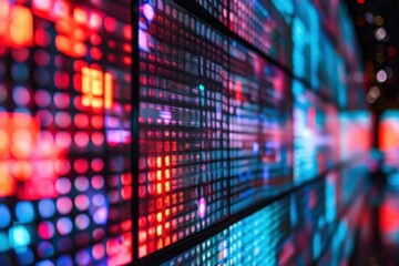 Obraz premium Innovative Big data led monitor panel. Business platform. Generate Ai