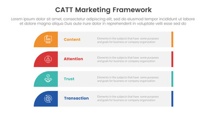 catt marketing framework infographic 4 point stage template with long rectangle box vertical stack for slide presentation
