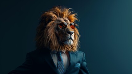 Naklejka premium A lion in suit and tie