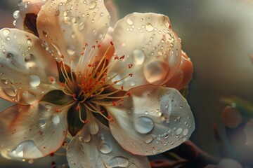 A close up of a flower with raindrops on it