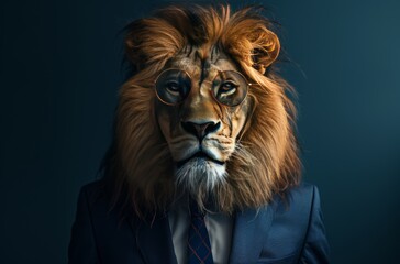 Naklejka premium A lion in suit and tie