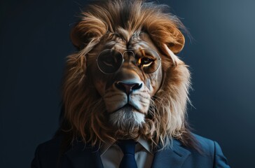 Naklejka premium A lion in suit and tie