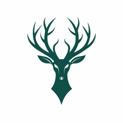 Modern deer head with tree icon logo design vector art illustration