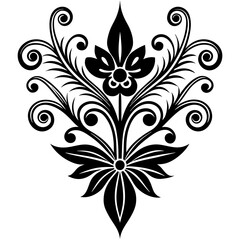 Obraz premium Abstract flower ornamental design vector art silhouette illustration