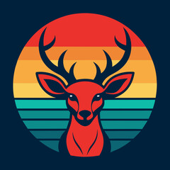 Deer head t-shirt design vector art illustration