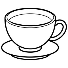 Tea with cup line art vector illustration 
