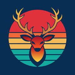 Deer head t-shirt design vector art illustration