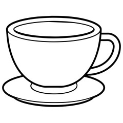 Tea with cup line art vector illustration 