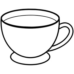 Tea with cup line art vector illustration 