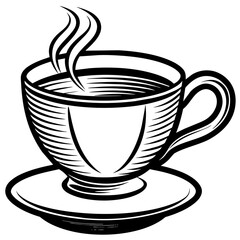 Tea with cup line art vector illustration 