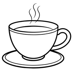 Tea with cup line art vector illustration 