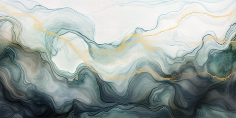 Obraz premium Abstract art green paint background with liquid fluid grunge texture. Abstract silk luxury background with elegant golden line elements luxury liquid wallpaper pastel gradient background with golden l