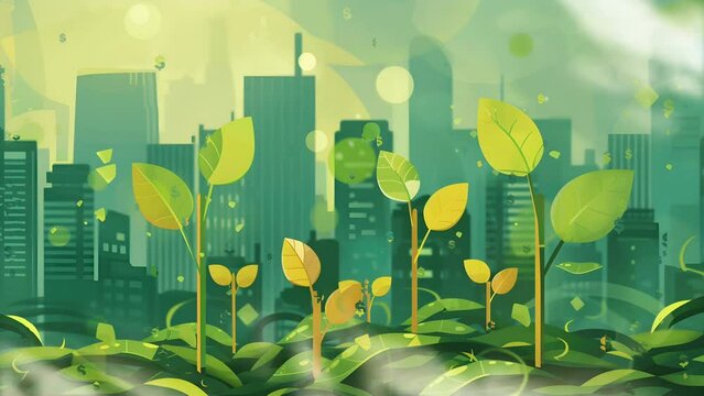 Growth green business investment simply infinite loop animation. 