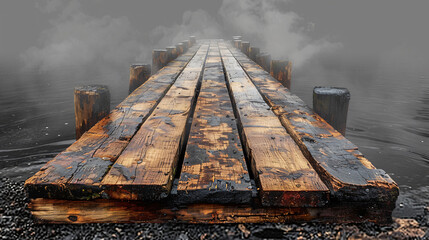 A wooden pier isolated on transparent background
