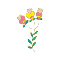 Doodle color flower composition