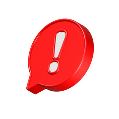 3D Realistic red warning sign red color
