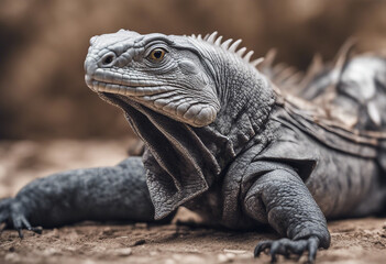 Fototapeta premium Cyclura lewisi iguana, isolated white background 