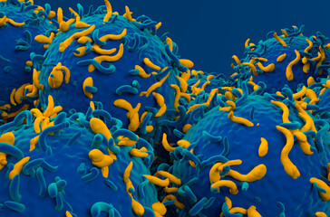 CAR T cells - Closeup view 3d illustration