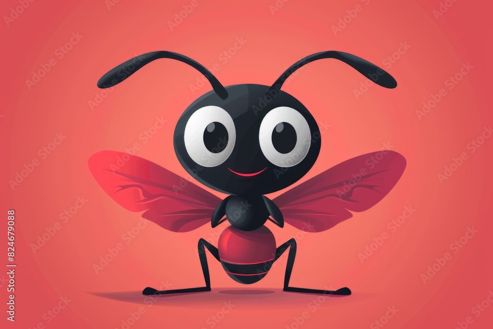 Poster close-up of a black and red bug with large eyes. perfect for nature and wildlife themes