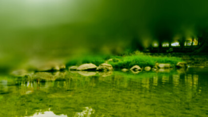 abstract background canal nature park blurred light green white gradient thailand water house river nature landscape architecture tree travel pond summer village reflection building trees green 