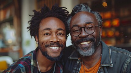 Fototapeta premium Embracing diversity and love: Joyful gay couple, African American and Asian, moving into their new apartment