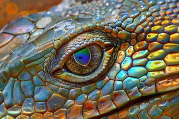 Fototapeta premium Close up of a lizard's eye, perfect for nature and animal themed projects
