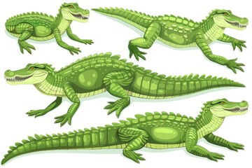 Obraz premium Collection of cute cartoon crocodiles suitable for children's illustrations and educational materials