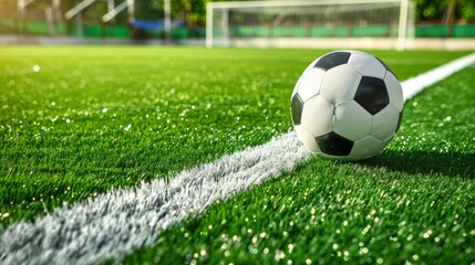 EM European Championship 2024 sport concept background - Soccer ball on soccer field, meadow