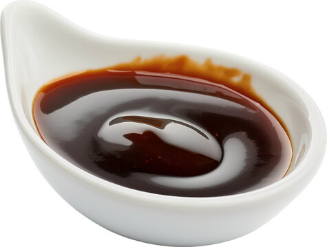 White bowl filled with sauce isolated on transparent background.
