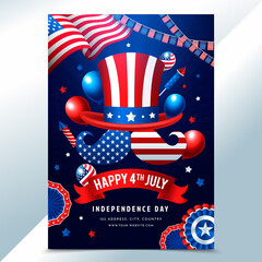 Realistic 4th July poster template