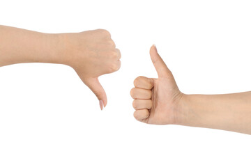 Two hands isolated on transparent background, choice concept