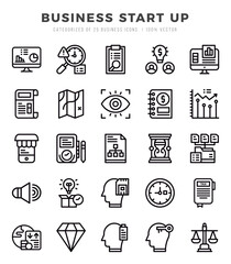 Business Start Up Icons Pack. Lineal icons set. Lineal icon collection set.