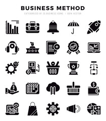 Business Method Icons bundle. Glyph style Icons. Vector illustration.