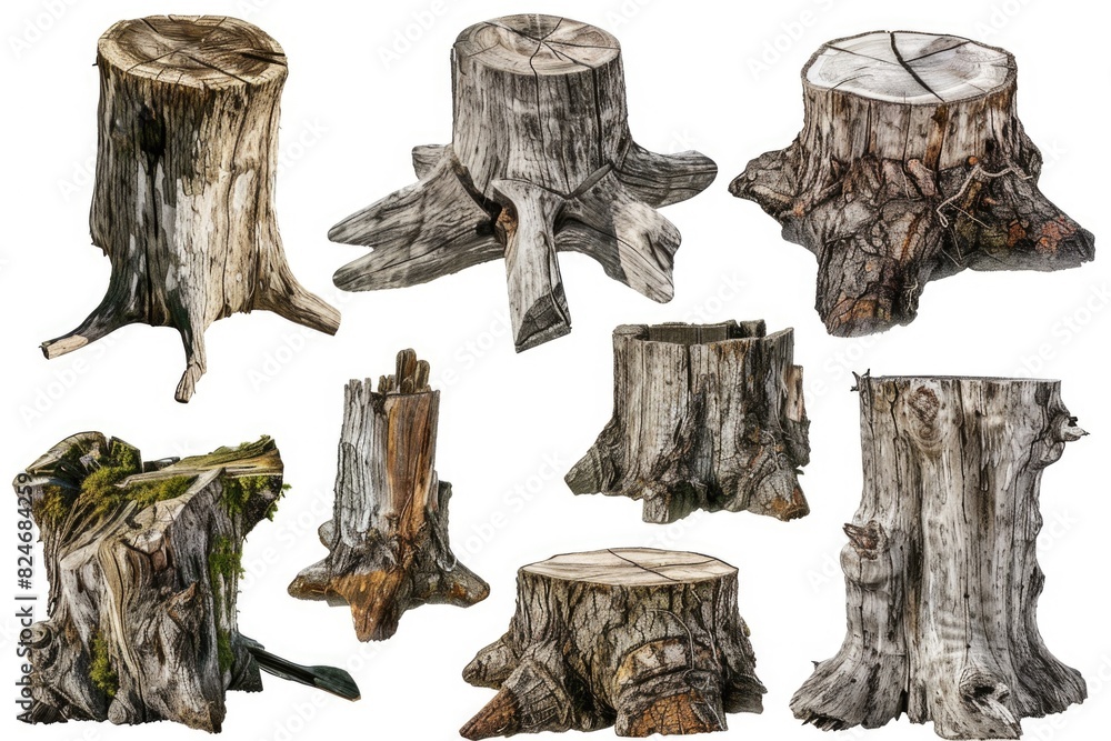 Poster a bunch of tree stumps that have been cut down. suitable for environmental concepts