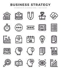 Set of Business Strategy Icons. Simple Lineal art style icons pack.