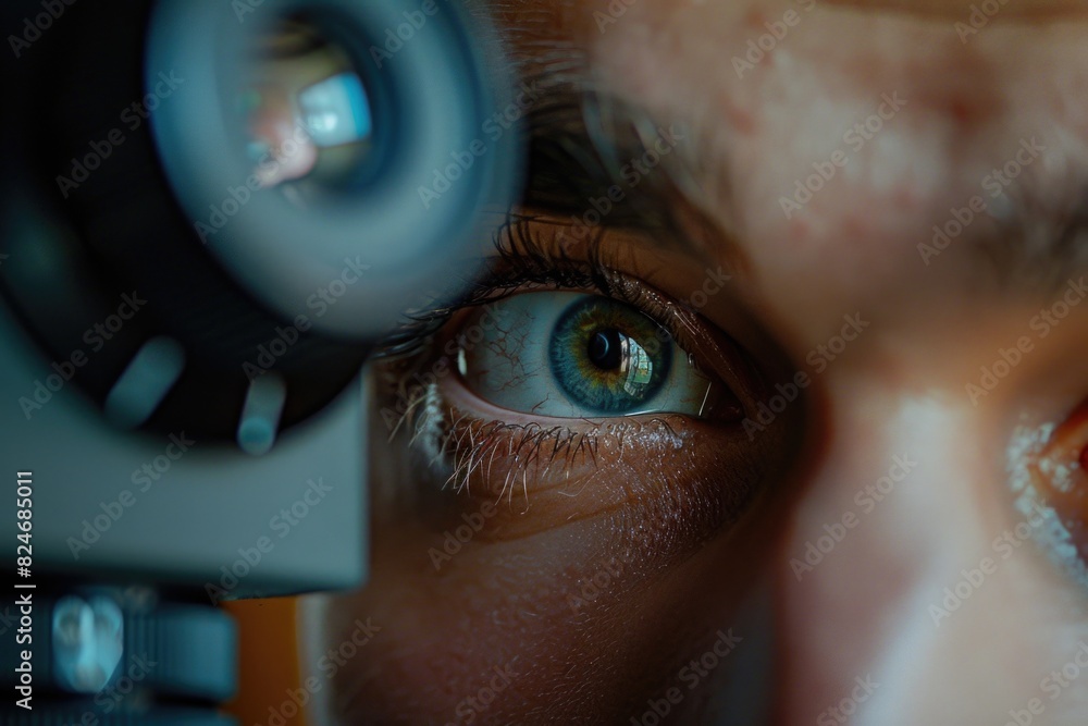Aufkleber close up of a person using a microscope. great for scientific and research concepts