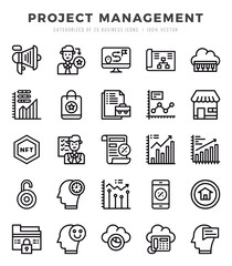 Set of Lineal Project Management Icons. Lineal art icon. Vector illustration