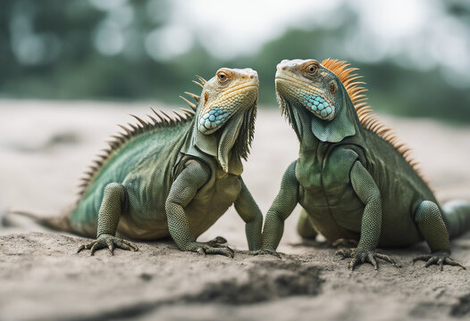 Fiji Banton Iguanas, isolated white background
