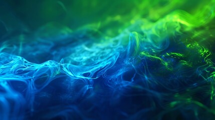 Abstract techno musicinspired background with vibrant neon blue and green waves